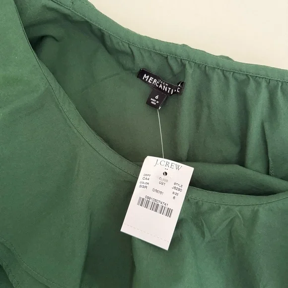 J Crew Mercantile Womens One Shoulder Ruffle Green Shift Dress Size 6 Fall Chic - Picture 6 of 10